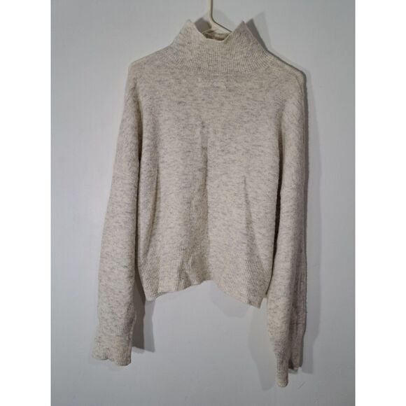 Womens medium sweater alpaca mockneck Samsoe Samsoe oatmeal slouchy boho beige - Picture 6 of 9